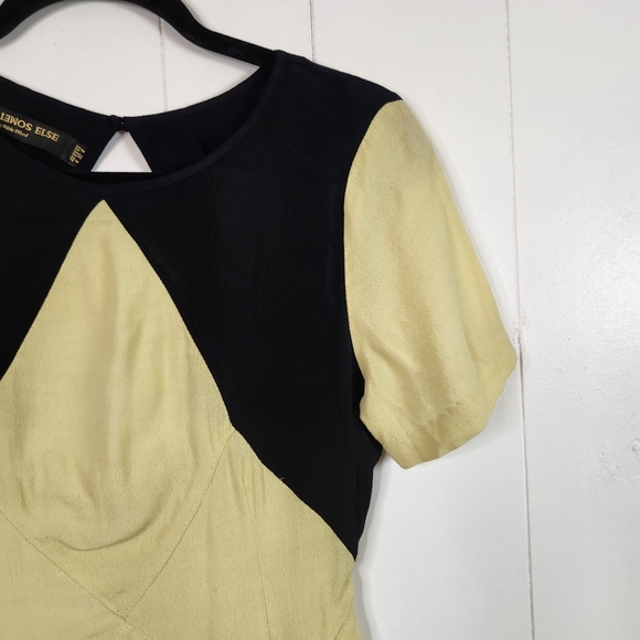 Something Else Cosmic Panel Dress Yellow Black New NWT Size 0 Mod Rockabilly - Picture 2 of 10